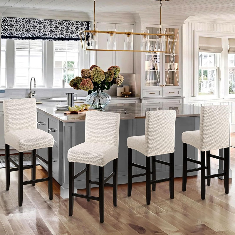 Housses de tabouret de bar - T-Beige - ensemble de 4 / imperméable / extensible / amovible / lavable / housse / pub, cuisine et salle à manger