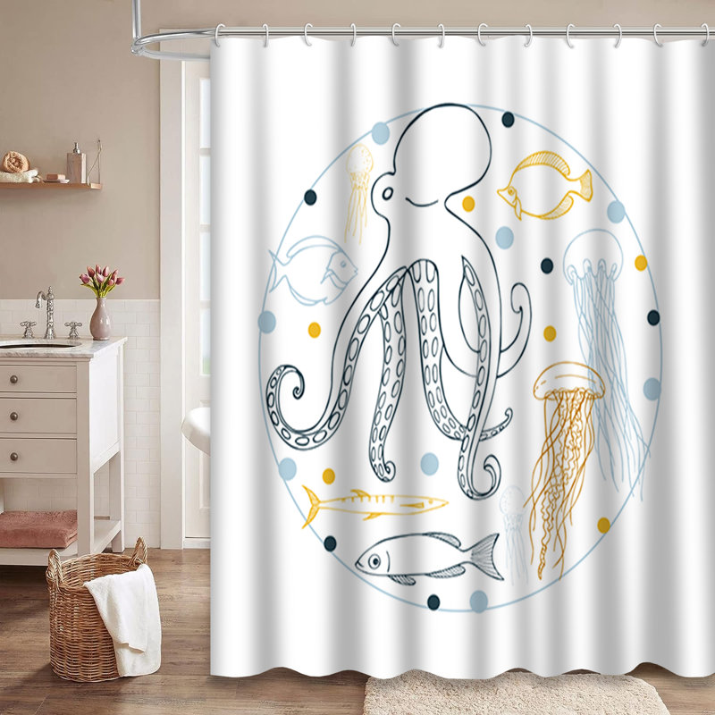 Rideau de douche avec 12 crochets, L 72 po x l 84 po