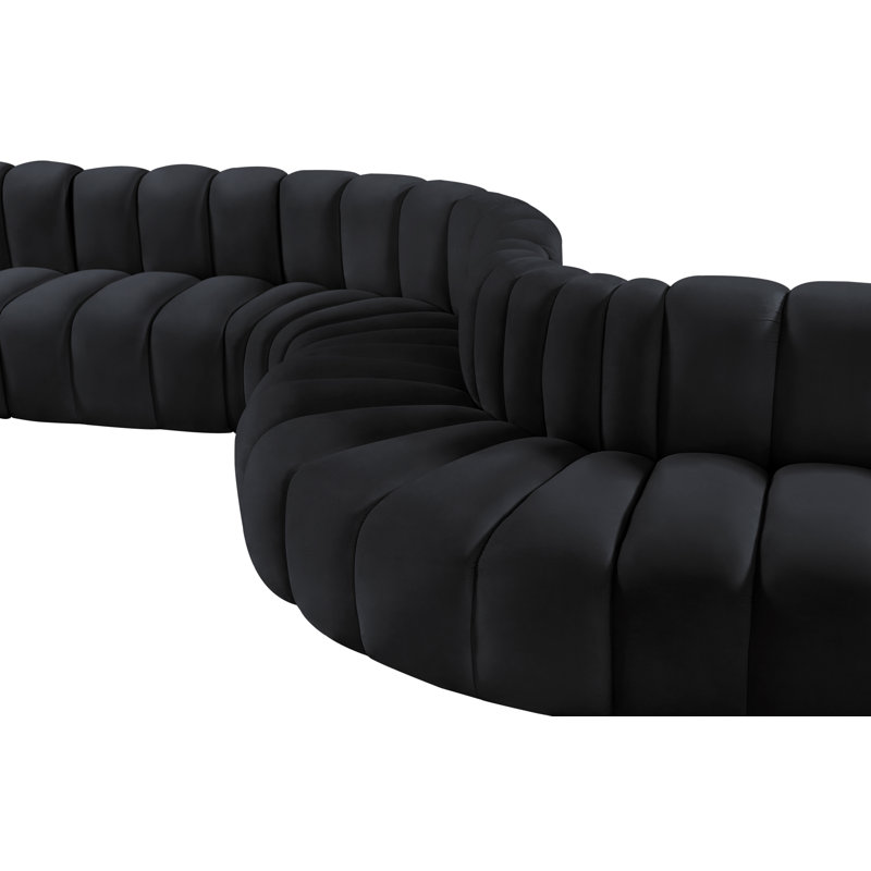 Ivancea Upholstered Curved Sectional Reversible, Black Velvet