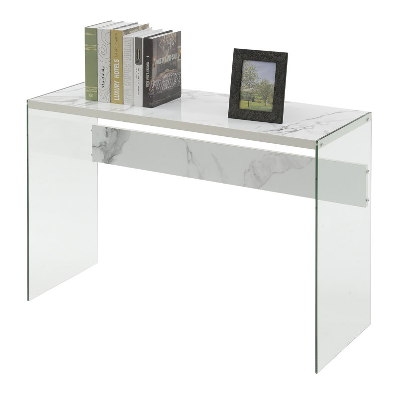 Allegonda 44'' Console Table with Glass Frame, White Faux Marble