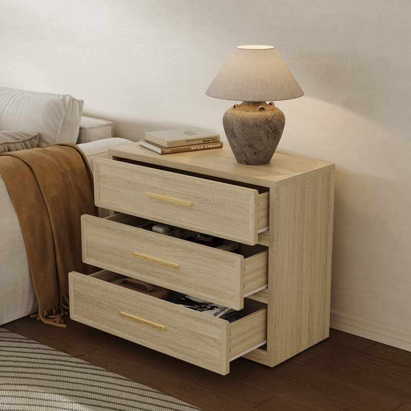 Table de chevet 3 tiroirs Cesiro Accent, Individuel, Naturel
