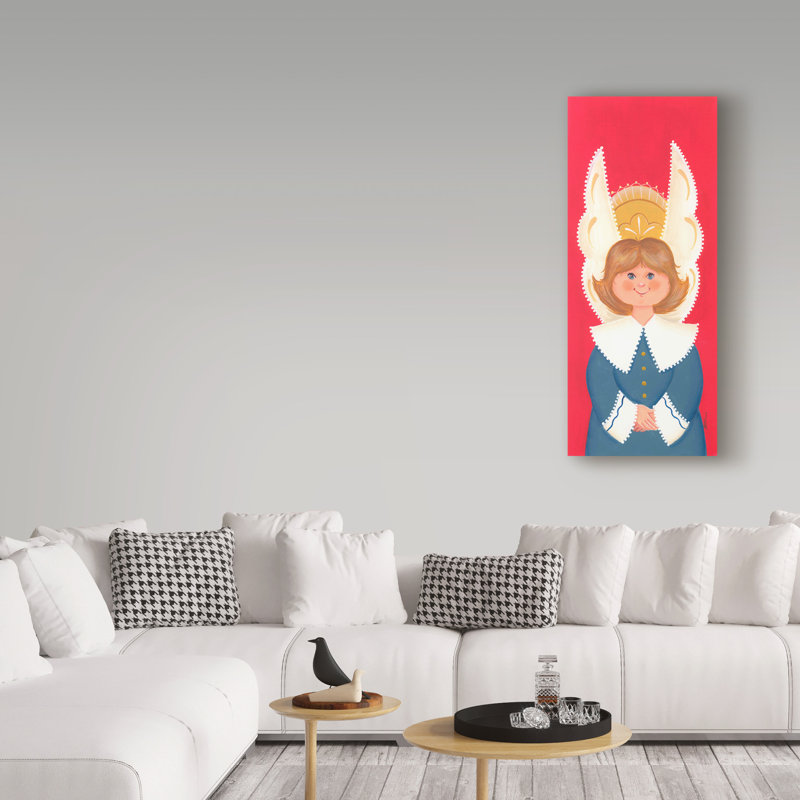 « blue ange on red », art sur toile, H 47 po x l 20 po x P 2 po