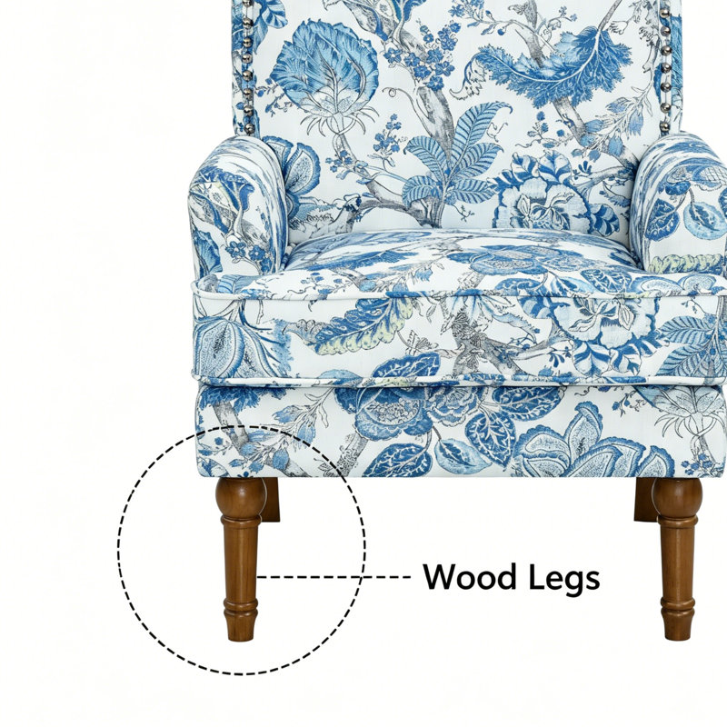 Fauteuil d'appoint rembourré avec garniture cloutée