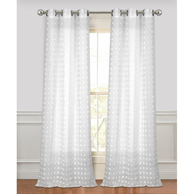 Arielle Semi Sheer Curtain Pair, White