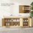 Shoe Storage Bench with Woven Rattan Doors, Shoe Bench with Cushion-1765707257