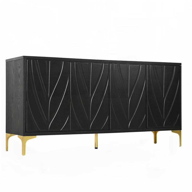 60" Sideboard Buffet Cabinet Handleless Press-to-Open Design