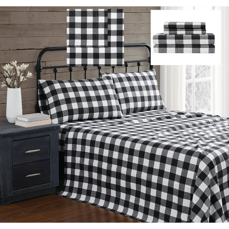 Truly Soft Buffalo Check 100% Cotton Guest Room Sheet Set Case Pack, Queen Sheet Set with 2 Pillowcases
