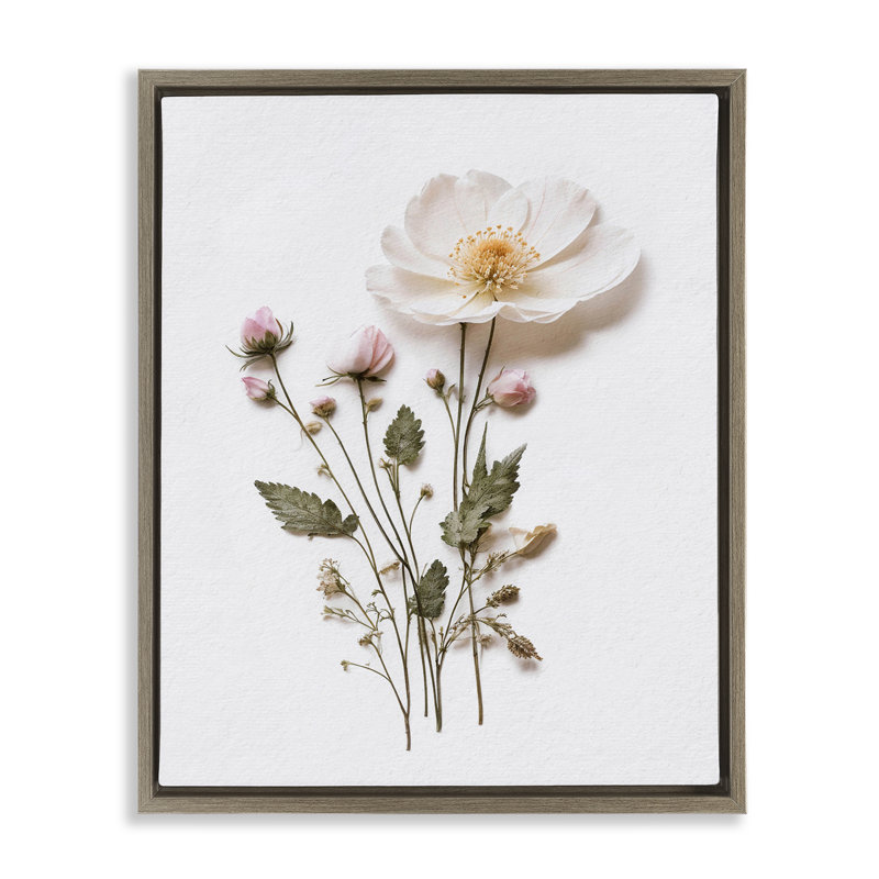 Cadre flottant simple à fleurs pressées, design par lettré et doublé, Cadre flottant orme Montalcino, H 21 po x l 17 po