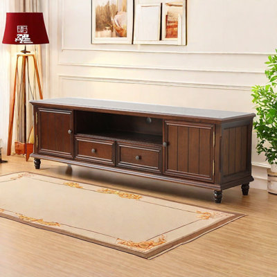 Wide solid wood TV cabinet