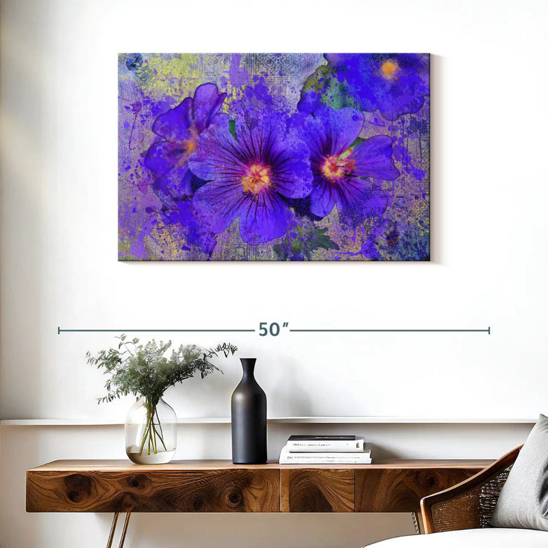 Fleurs mauves Harnek, H 24 po x l 36 po