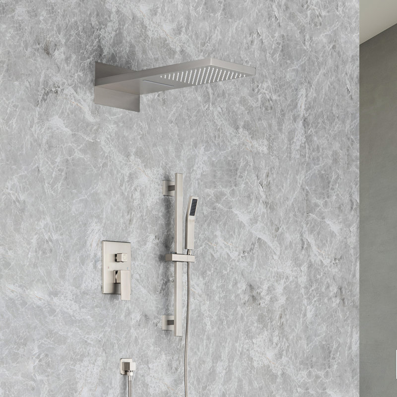 Diverter Complete Shower System with Rough in-Valve, Brushed Nickel