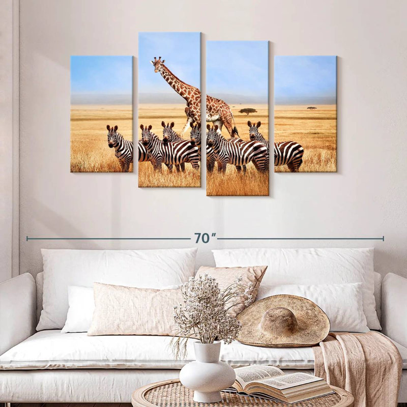 Zèbres et girafes d'Afrique, H 32 po x l 52 po