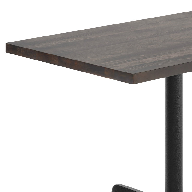 Plateau de table rectangulaire en bois massif avec base en X, H 29,5 po x L 48 po x l 30 po, Bois brun foncé, Noir