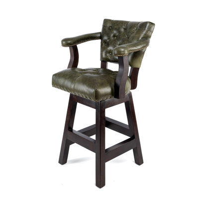Tabouret de bar pivotant capitonné vert trophée 26 po