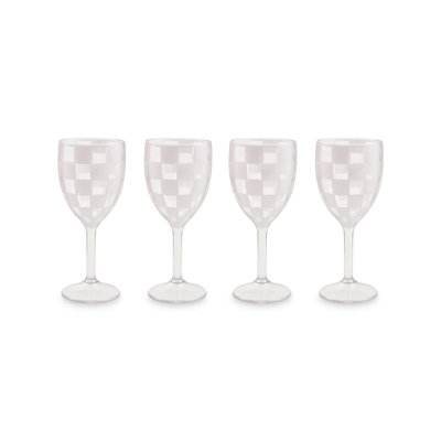 Black Check Acrylic Wine Goblets