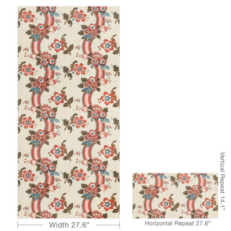 Benday 33' L x 27.56" W Wallpaper Roll, Red/Blue