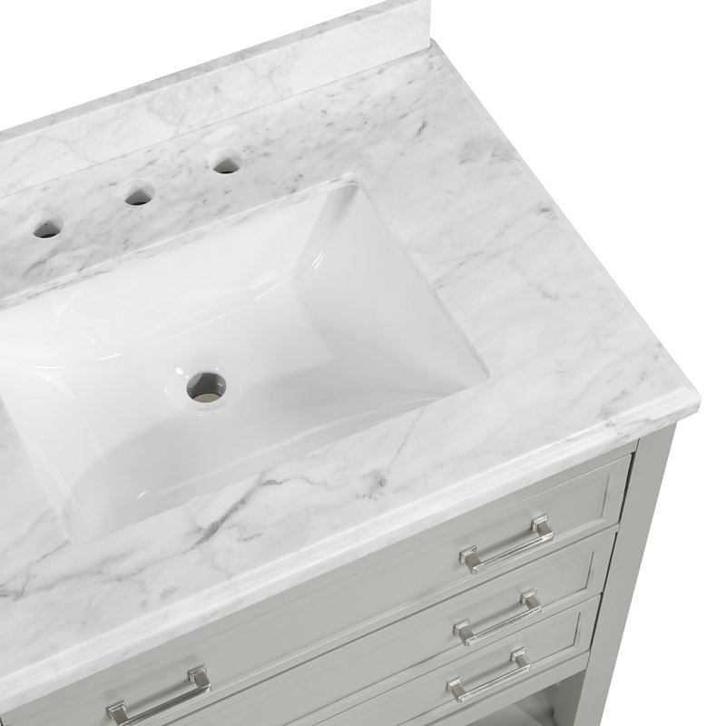 Ensemble de meuble-lavabo simple 31 po avec dessus en marbre de Carrare Patillo, Gris