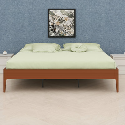 Elegant Wood Platform Bed Frame with Wood Slat & Metal Support