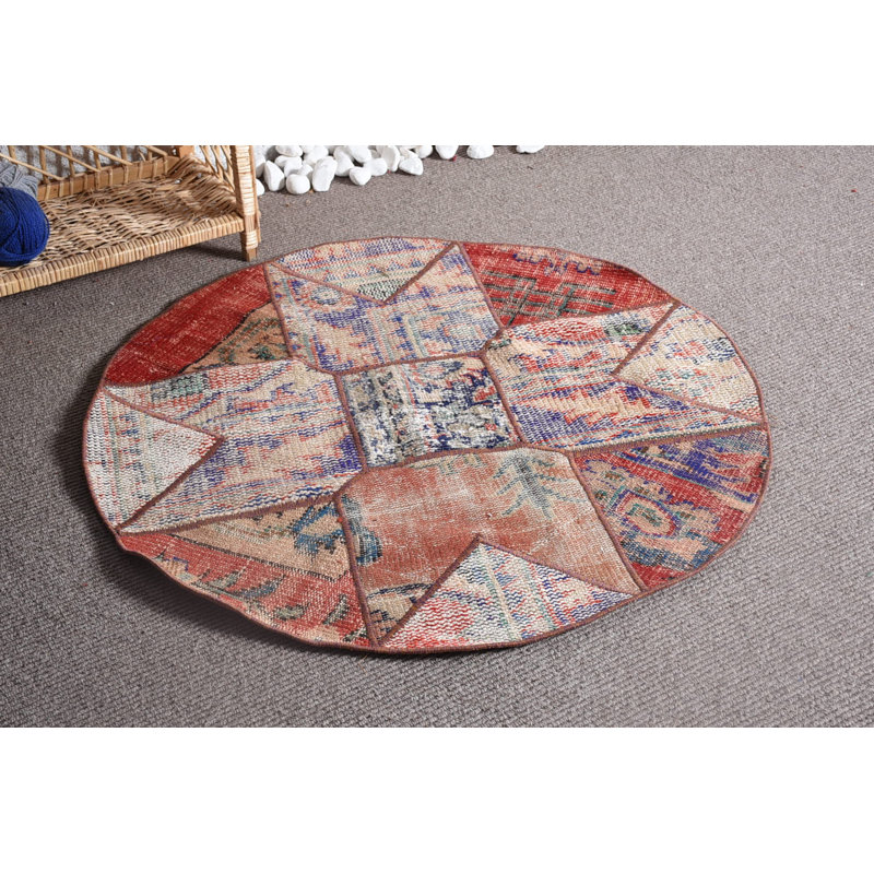 Tapis rouge Boho, tapis de décoration intérieure, tapis rétro, petits tapis de 3,4 pi x 3,4 pi, tapis turcs, tapis tissés à plat