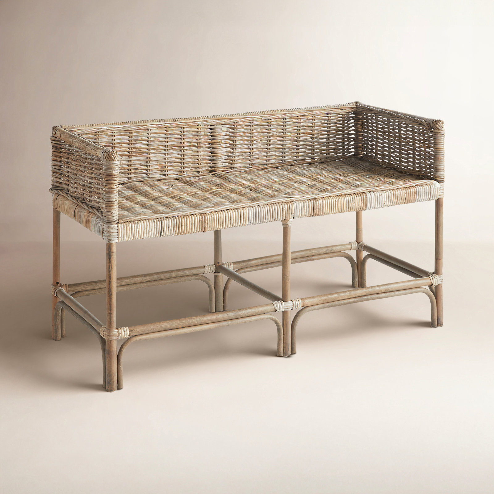 Raye Wicker Woven Accent Bench
