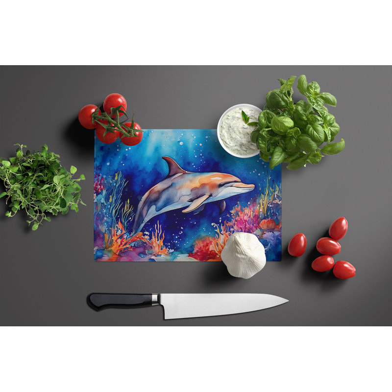 Dolphin Glass Cutting Board Large