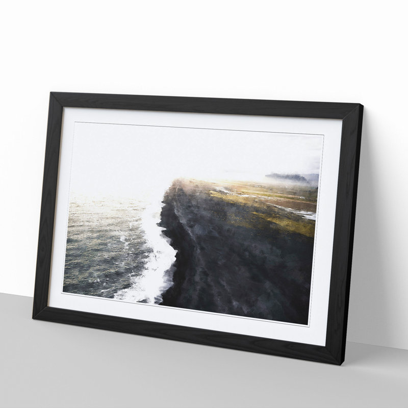 The Black Sand Beach in Iceland - Picture Frame Painting, Black Framed, 48cm H x 65cm W x 2cm D
