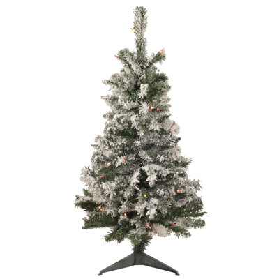 3' Pre-Lit Medium Heavily Flocked Artificial Christmas Tree - Multi-Color Lights -  Northlight Seasonal, M88555