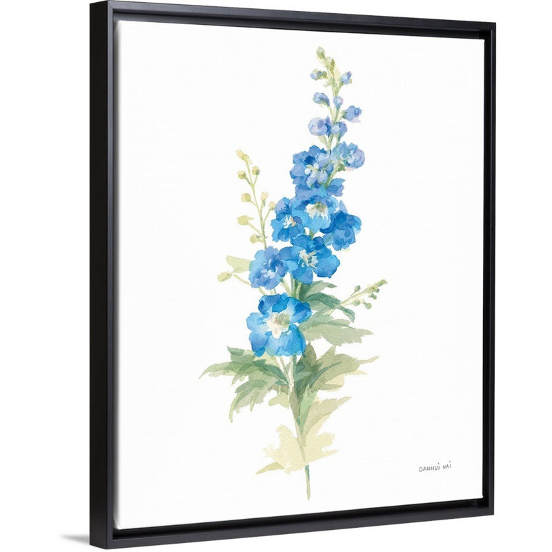 «Floursack Florals on White VII», reproduction d'art sur toile, H 22 po x l 18 po x P 1,75 po, Cadre flottant noir