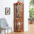 Lighted Corner Curio Cabinet With Tempered Glass Doors & Shelves - Elegant Oak Display Storage For Living Room & Bedroom Decor-1714430759