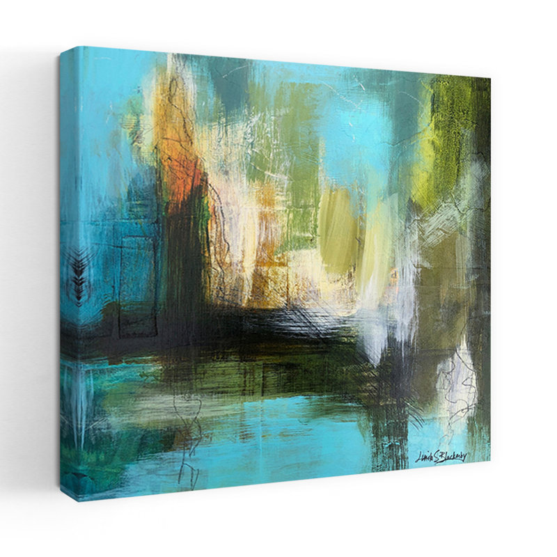 Aqua Serenity 3, art abstrait contemporain, H 18 po x l 18 po