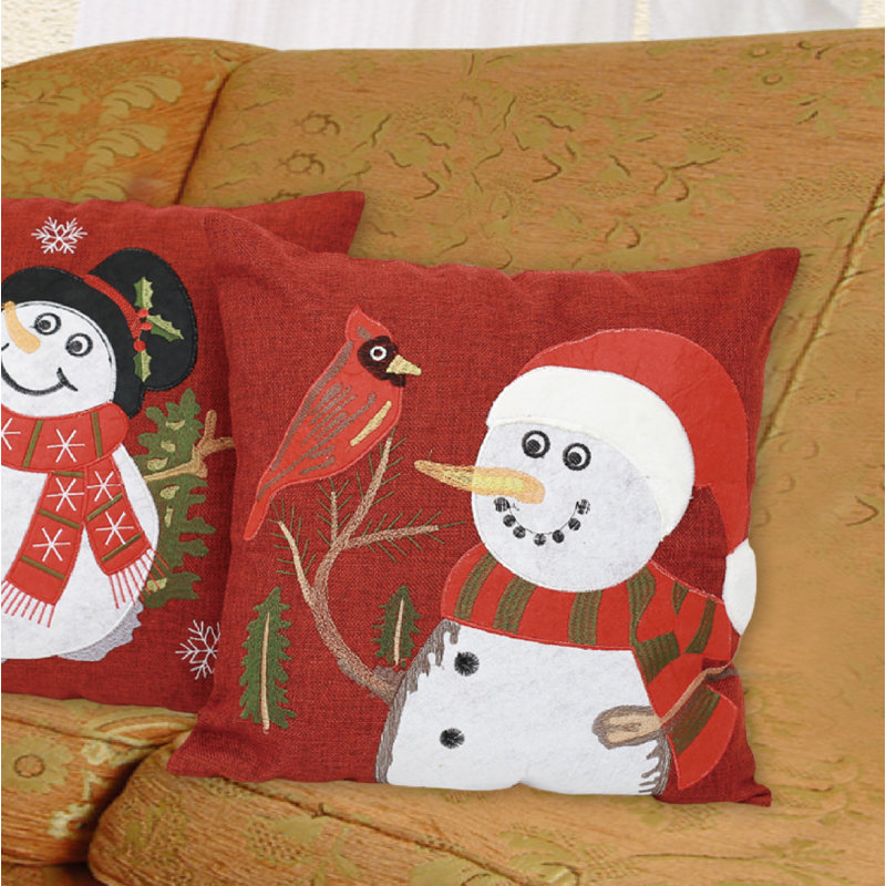 Housse de coussin carrée en forme de cardinal de Noël saisonnier