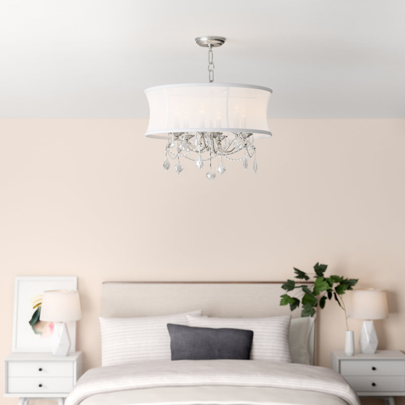 Widner Steel Dimmable Drum Chandelier, 18.5" H x 24" W x 24" D, Brushed Nickel