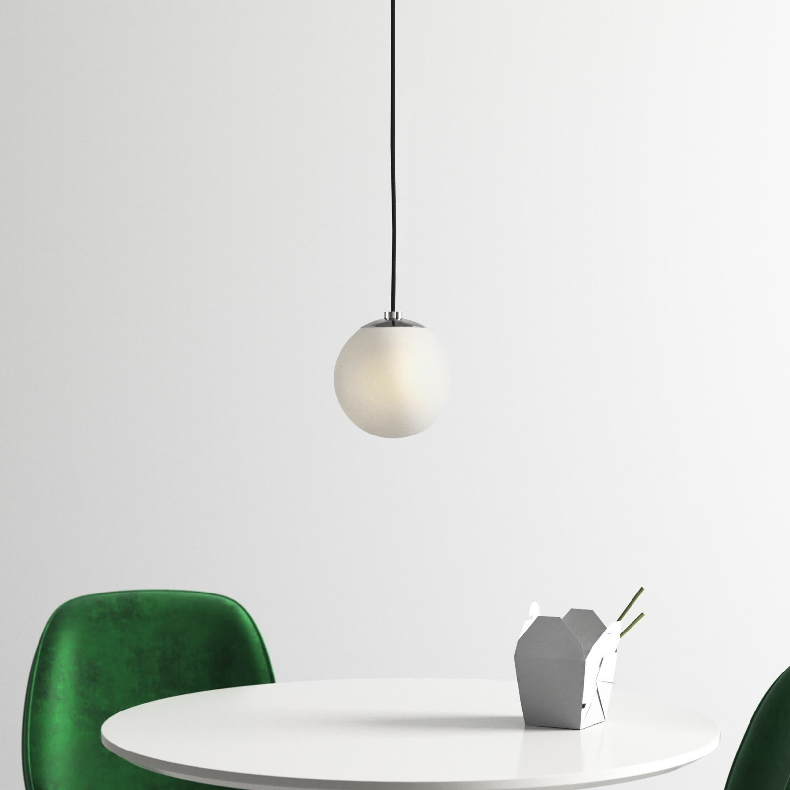 Luna Single Light Glass Pendant, Polished Nickel