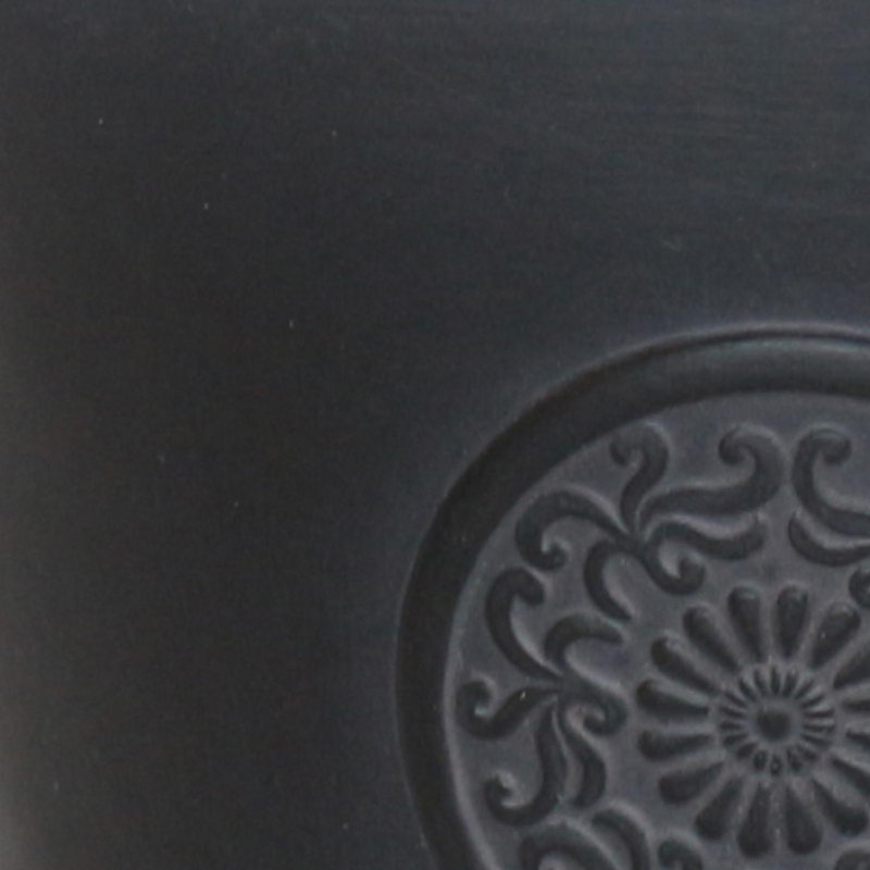 Rustic Style Rolled Rim Wide Vase Planter, Black, 32cm H x 37cm W x 37cm D