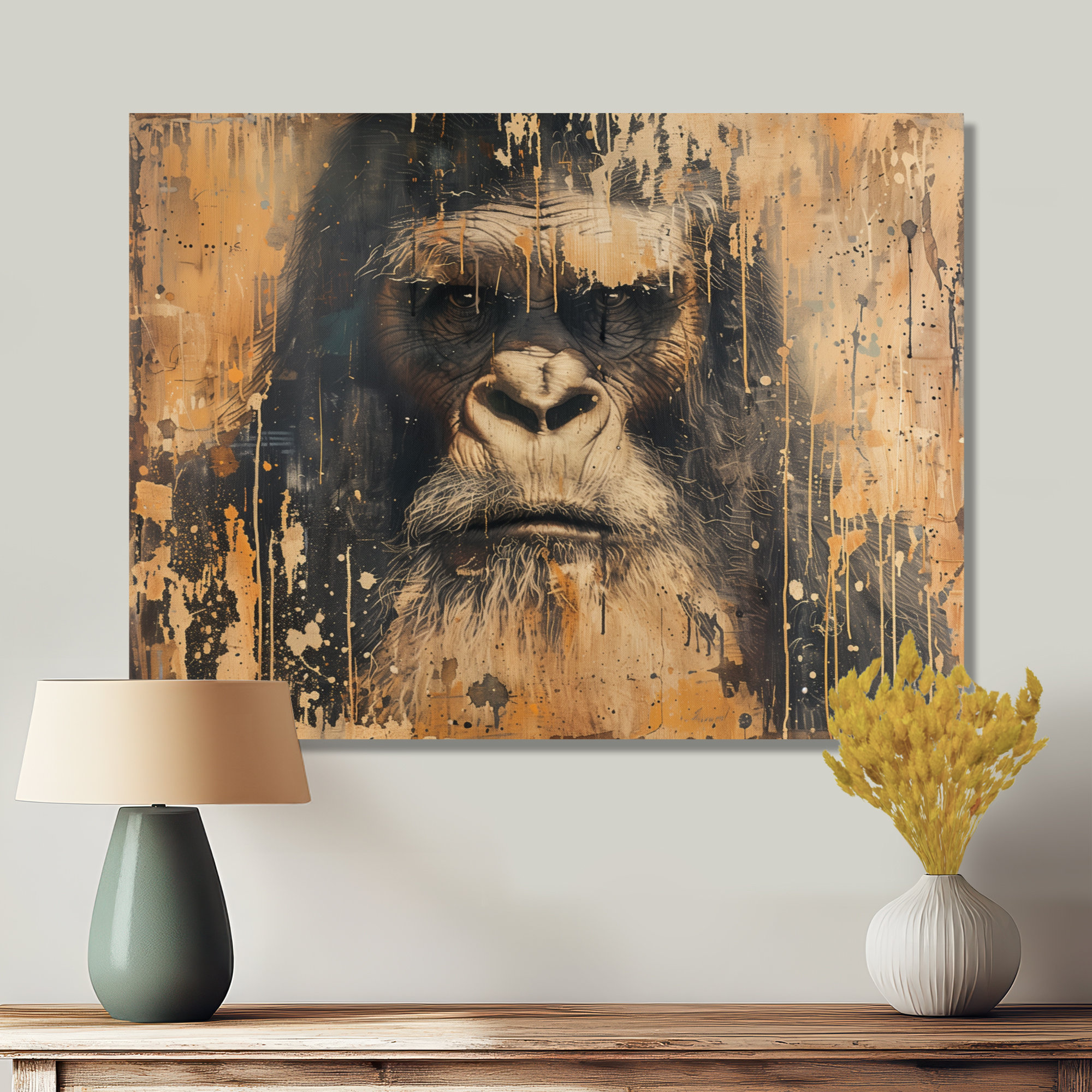 Bungalow Rose Black Brown Ancient Bigfoot - Bigfoot Wall Art Living ...