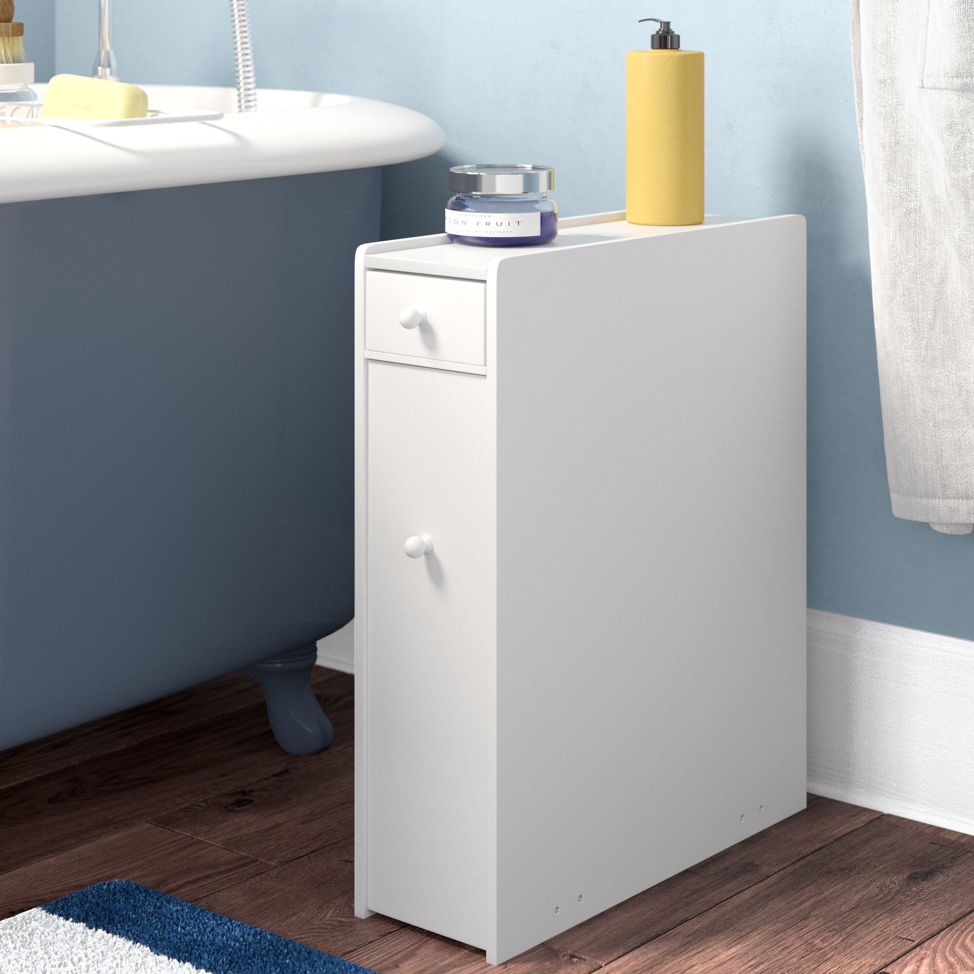 Lall 6.45 W x 22.83 H x 19.69 D Free-Standing Bathroom Cabinet Latitude Run Finish: White