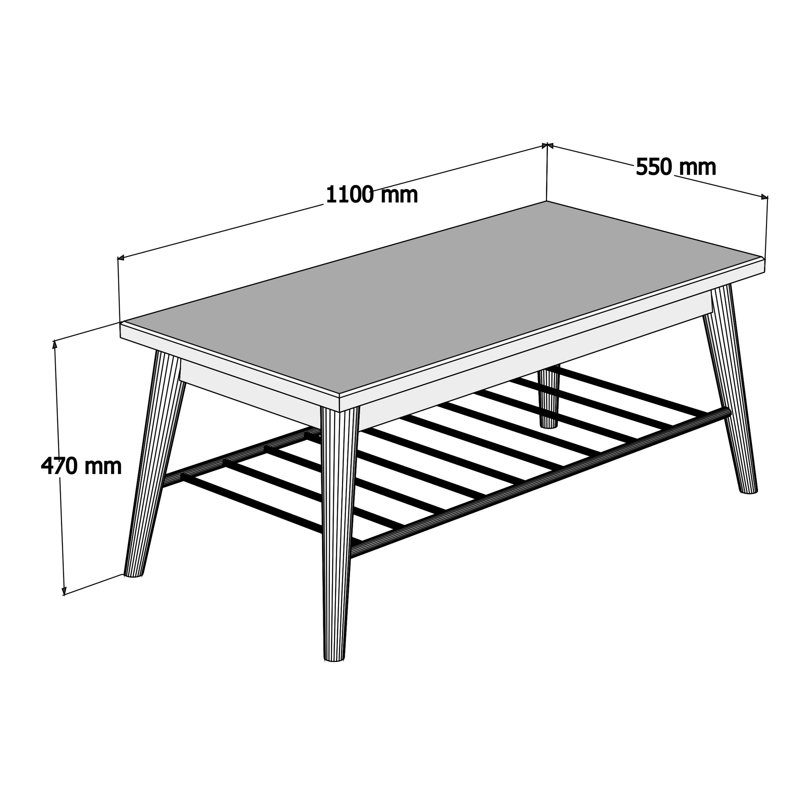 Stylish 2-Tier Coffee Table, Walnut Color, 43.3 x 18.5 x 21.7 inches | 100% Pine Wood, Additional Storage | Modern Scandinavian Design, Perfect for Living Room & Entertaining Spaces, Durable and Elegant
