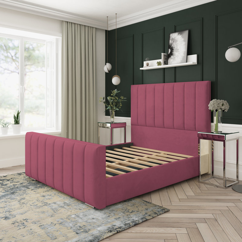 Upholstered Bed, Small Double (4'), Maroon