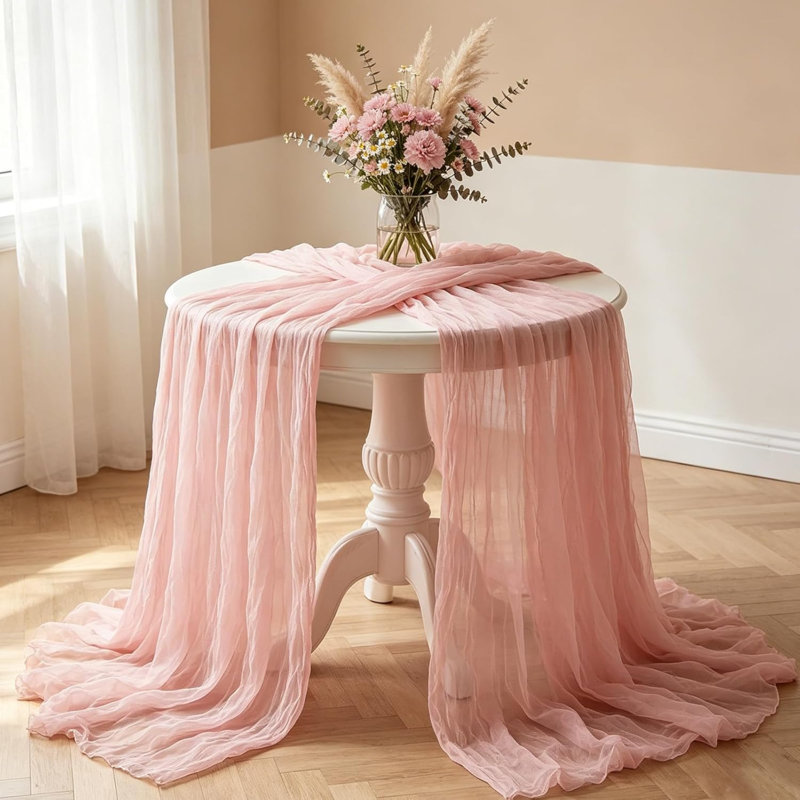 Chemin de table rose 3 pièces 3 pièces, chemin de table bohème rose poudré 10 pi pour printemps Pâques
