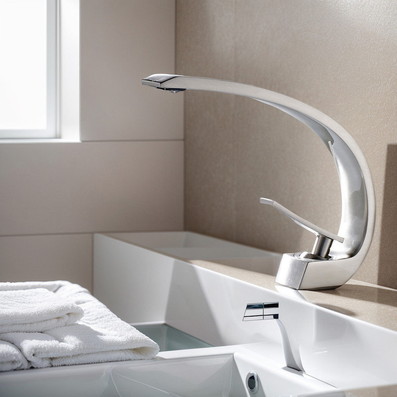 Mounting / Installation Required Single-handle Bathroom Faucet, Brushed Nickel