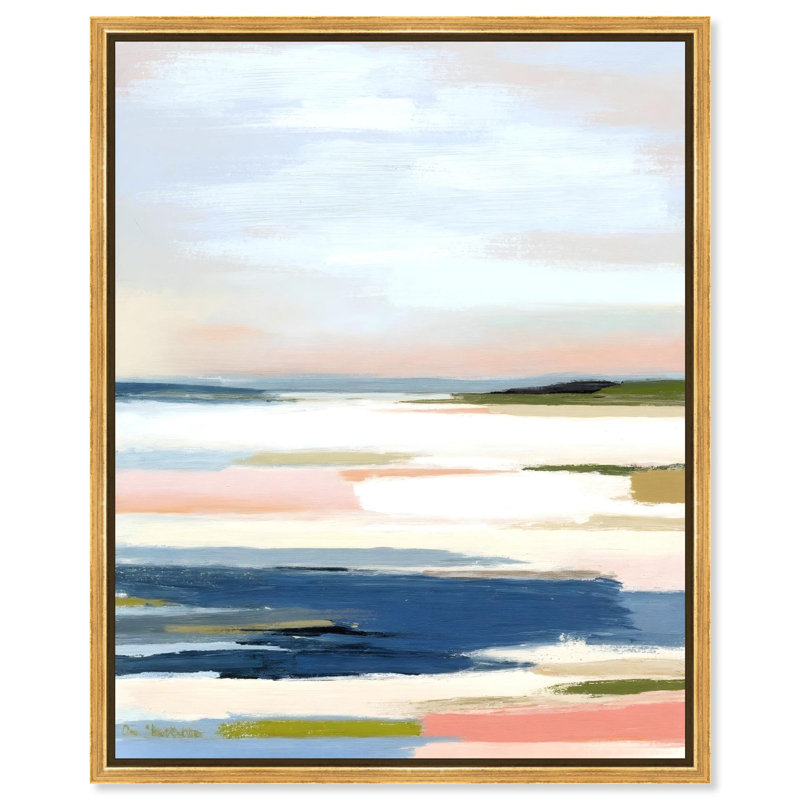 «Méditerranée Sunset Coastal Decor» par Notoriart, H 24 po x l 30 po, Structure noire