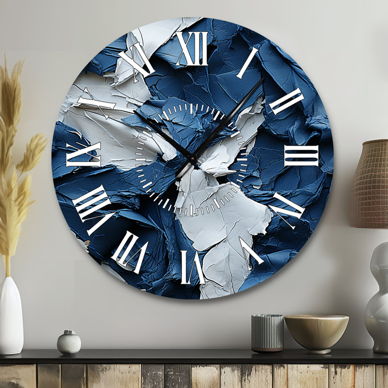 Horloge murale «Bliss Of Happiness In Aegean Blue» - Peinture abstraite, Grand