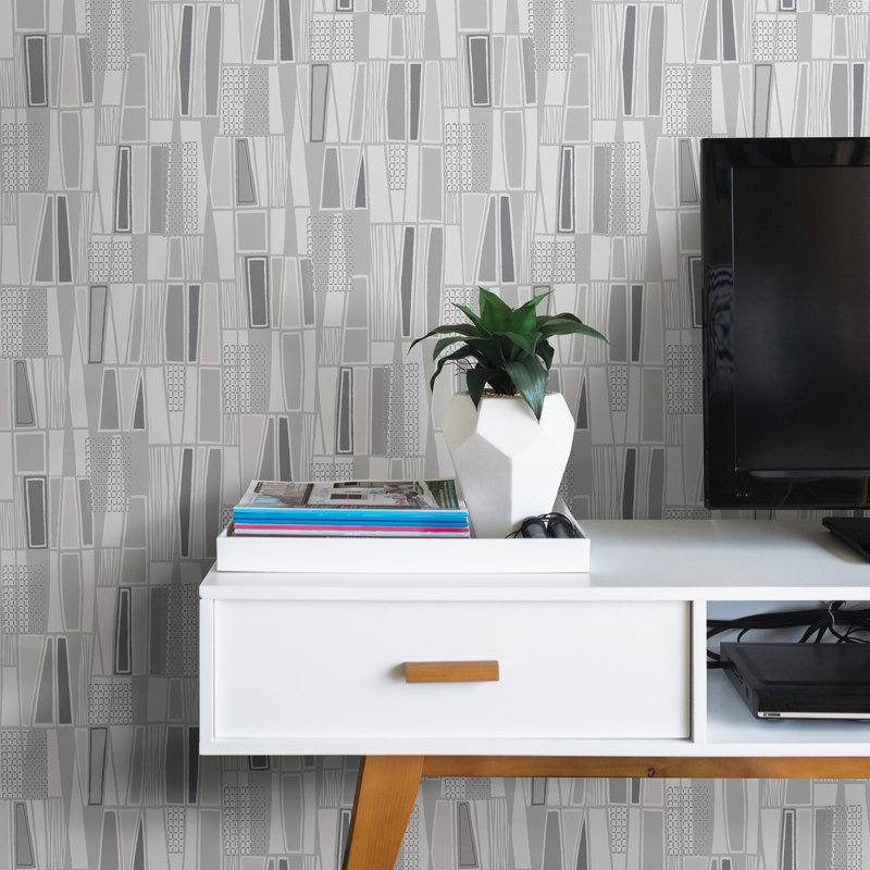 Rouleau de papier peint lisse L 33 pi x l 20,9 po Brohdy, Gris