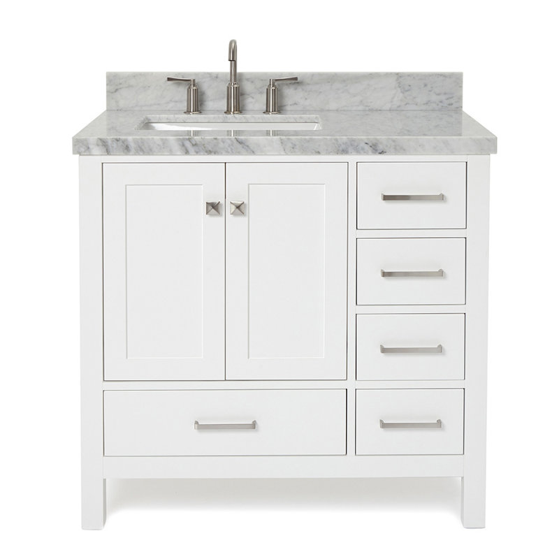 Ensemble de meuble-lavabo simple 37 po Cambridge, Blanc, Forme rectangulaire
