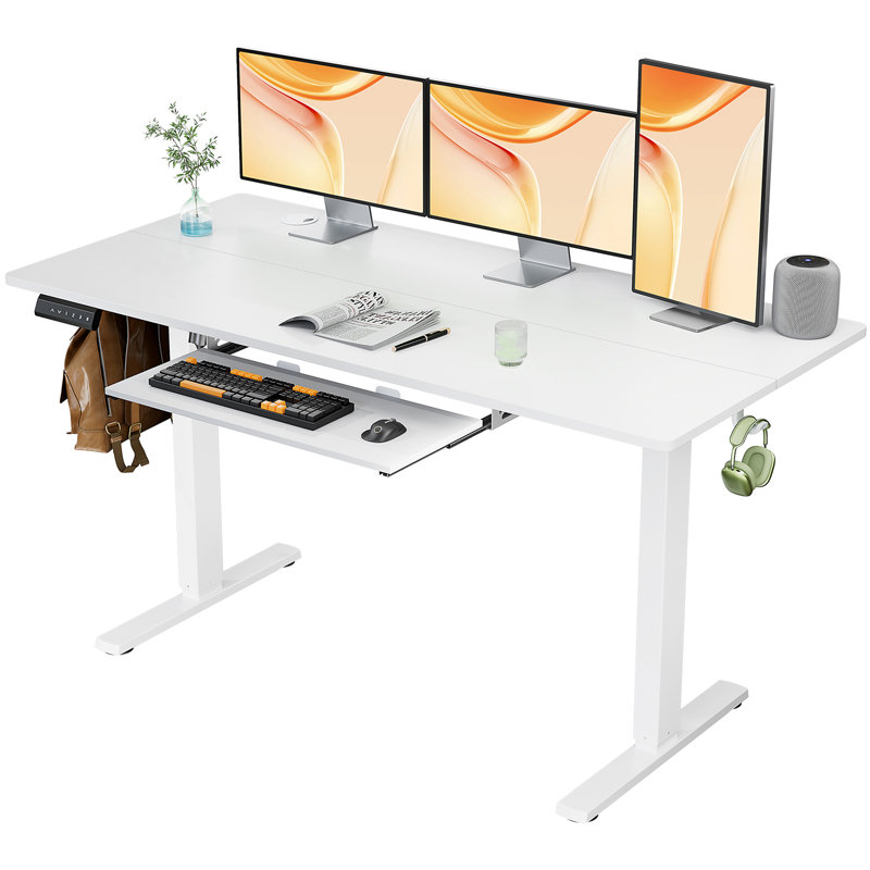 Bureau debout à hauteur ajustable Marche, Blanc, H 46 po x l 55 po x P 23 po