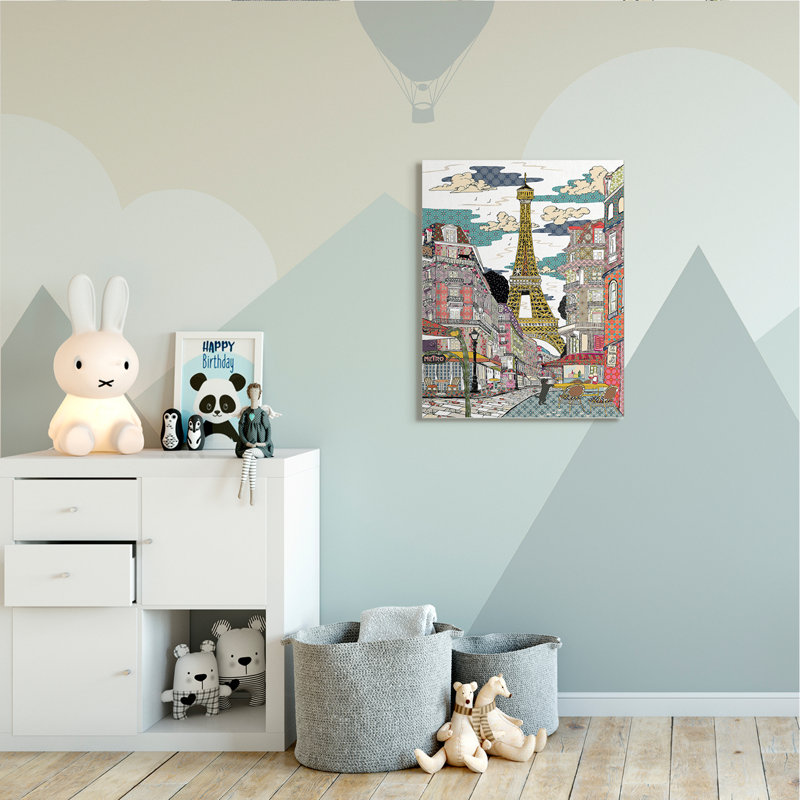 Christifère Christifer, patchwork de Paris, Toile tendue, H 40 po x l 30 po x P 1,5 po