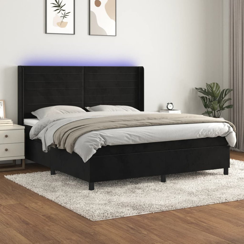 Kobie Bed with Mattress, Black, European Single (90 x 200cm)