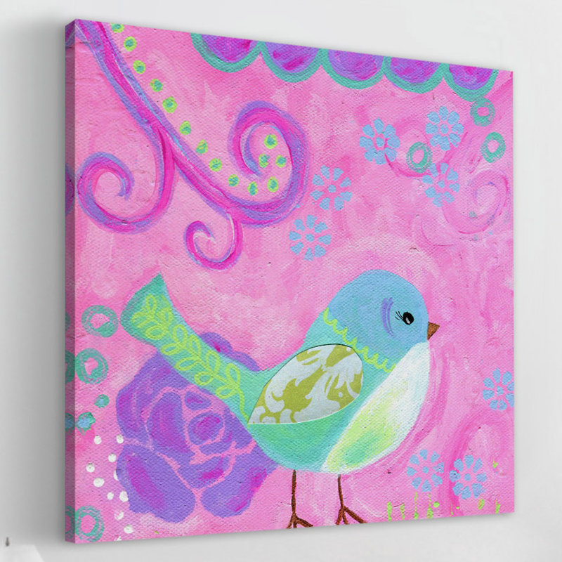 Colorful Blue and Green Bird Canvas Art Print, 50" x 50"