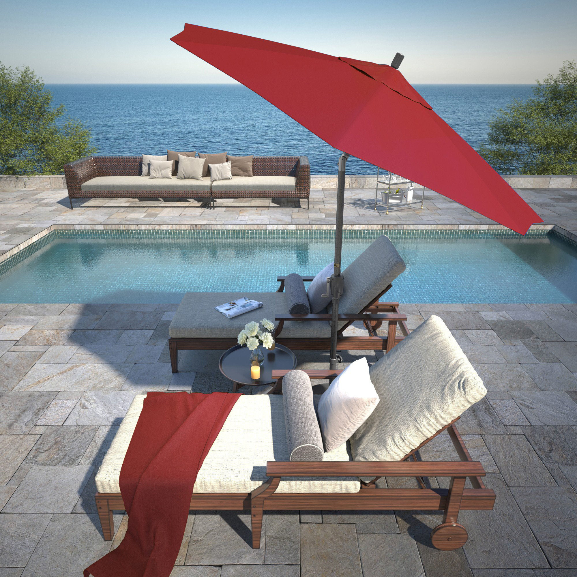 Lexia 90'' Sunbrella® Outdoor Umbrella, Canvas Jockey Red Sunbrella® Canvas