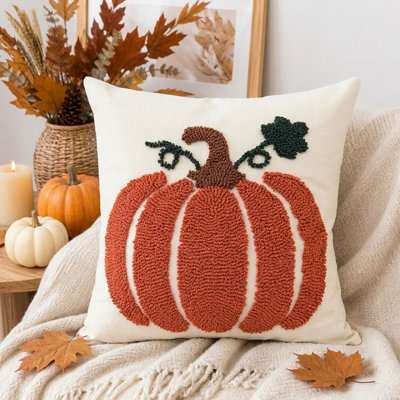 18x18 Inch Embroidered Pumpkin Throw Pillow Covers